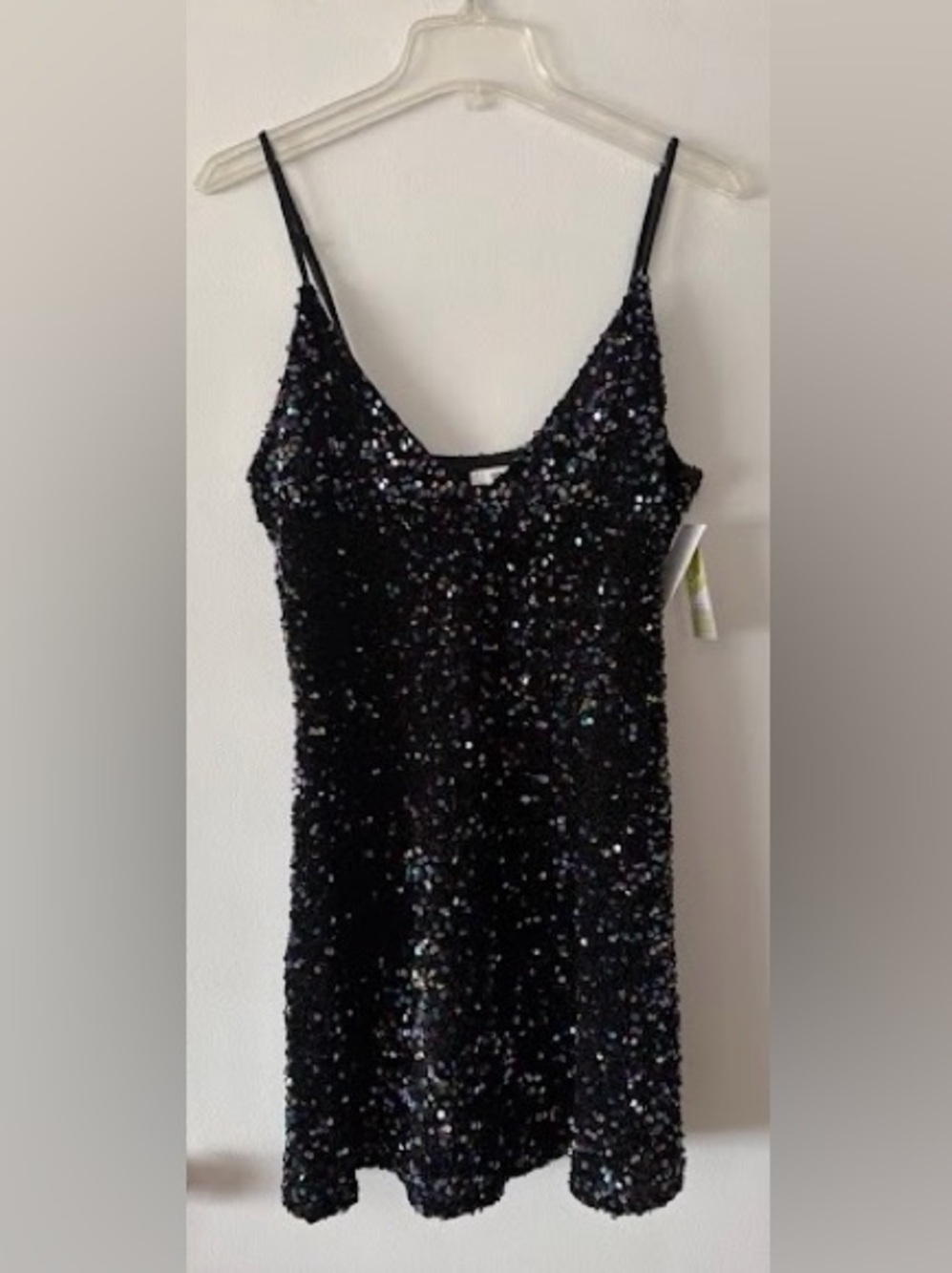 NWT BP. Nordstrom Iridescent Sequin Mini Bodycon Slip Dress Size Small Black